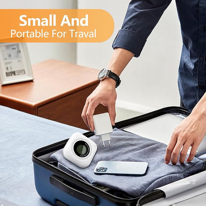 Carbon Monoxide Detectors, 3Pack 4-in-1 Natural Gas Leak Detector, Portable Carbon Monoxide Detector, Plug in Wall with AC Socket and Temperature & Humidity Monitoring for RV, Home, Hotel (White)