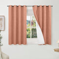 Terracotta Linen Blackout Curtains 54 Inch Long 2 Panels for Bedroom, Thermal Insulated Total Light Blocking Noise Reducing Window Curtains for Farmhouse Living Room, Each 52x54 Inch 2 Panels