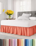 Wrap Around Dust Ruffle Bed Skirt - Coral - for Full Size Beds with 18 Inch Drop - Easy Fit Elastic Strap - Adjustable Pleated Bedskirt w/Brushed Fabric - Wrinkle Free - for Women, Men, Kids & Teens