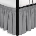 Biscaynebay Wrap Around Bed Skirts with Split Corners for Queen Beds 17" Drop, Silver Grey Elastic Dust Ruffles Adjustable Easy Fit Wrinkle & Fade Resistant Silky Luxurious Fabric Machine Washable