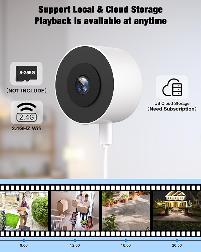 Atfoyer 2K Window Camera for Home Security with Full Color Night Vision, 2.4GHz WiFi Indoor Security Cameras, Human & Motion Detection, 24/7 Monitoring, 2 Way Talk, Easy Install