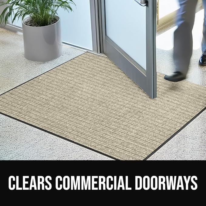 GORILLA GRIP Waterproof Traffic Guard Door Mat, 47x35, Heavy Duty Entryway Mats, Strong Rubber Back Commercial Utility Rugs for Office Hallway, Garage Floor and Home, Low Profile Carpet Runner, Beige