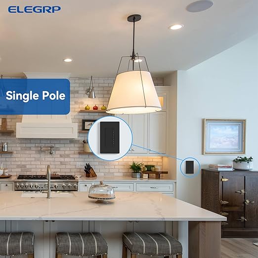 ELEGRP Dimmer Switch, Digital Dimmer Light Switch for LED Lights 150W, INC/HAL 450W, Single Pole LED Dimmer Switch, Needs Neutral Wire, Wall Plate Included, UL Listed, 6 Pack, Matte Black