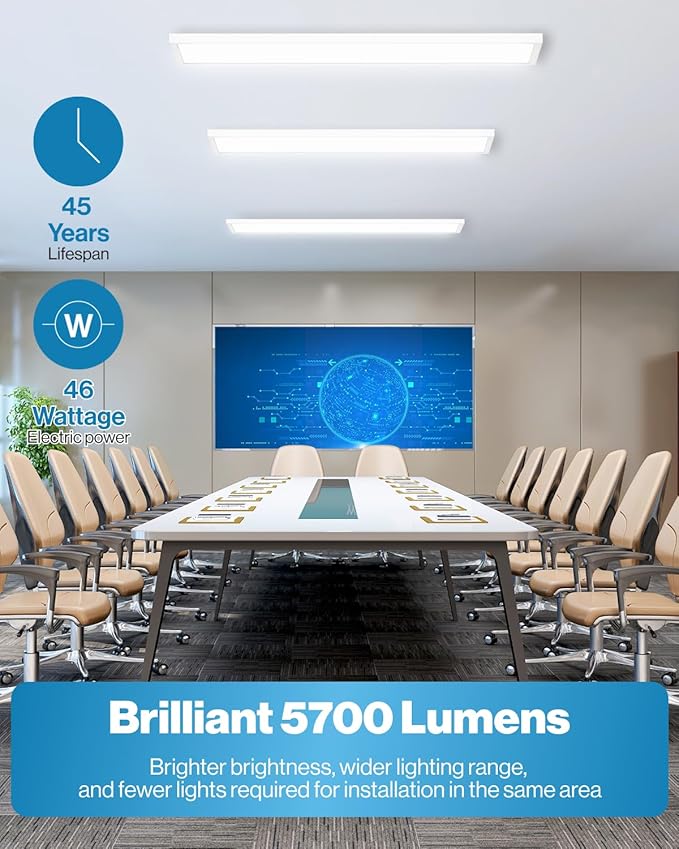Sunco 12 Pack 1x4 LED Flat Panel Light, Dual Selectable CCT 3500K/4000K/5000K & Selectable Wattage 30W/40W/46W, 5700LM, 0-10V Dimming, Matte White Drop Ceiling Fixture - ETL, DLC
