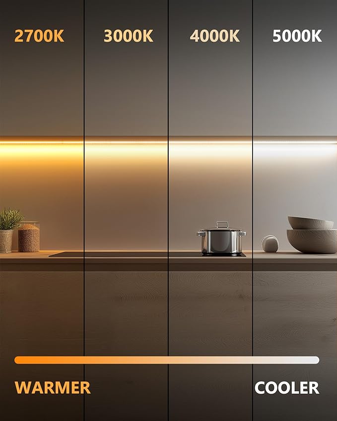 HitLights COB LED Strip Lights Warm White, 12V Tape Light 3000K 16.4ft, 2640 LEDs, 426 lm/ft, CRI 90+, IP30, Premium High Density Lighting for Kitchen, Cabinets, UL Listed (Power Source Not Included)