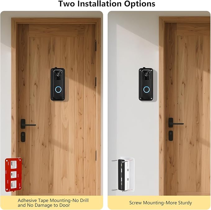 Adjustable (30°to 145°) Doorbell Camera Mount for Blink Video Doorbell/2nd Gen (newest model), No-Drill Mounting Kit Accessories for Blink Doorbell, Angle Mounting Bracket Wedge for Apartment, Renter