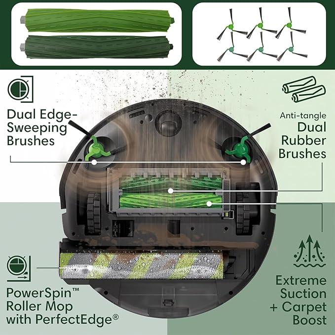 21 Pack Replacement Parts Accessories for iRobot Roomba Max 705 Combo / 706 Combo Robot Vacuum, 4 Main Brushes, 6 Side brushes, 6 Filters, 4 Dust Bags, 1 Cleaning Brush