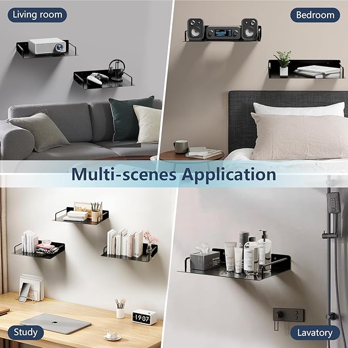 MEEMENG Projector Shelf, WiFi Router Shelf, Under TV Wall Mount for Game Console, DVD Player, Modem, Floating Shelf/Rack/Stand/Holder