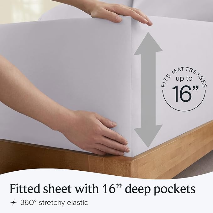 LuxClub 4 PC Sheet Set Bed Sheets Deep Pockets 16" Eco Friendly Wrinkle Free Cooling Machine Washable Hotel Bedding Silky Soft - Dove Gray California King