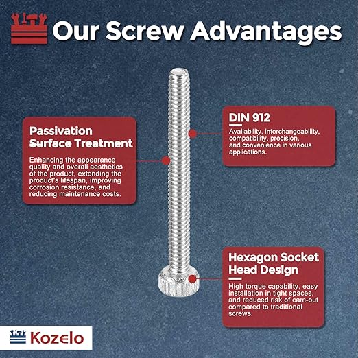 Kozelo 30pcs Socket Head Cap Screws - [M1.6-0.35 x 18mm] 304 Stainless Steel Allen Socket Drive for Electrical Motor 3D Printing Fan Engine Replacement Use, Silver