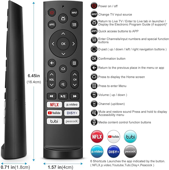 Replacement-for-Hisense-TV-Remote, Universal for Hisense Android/Google Smart TV Remote