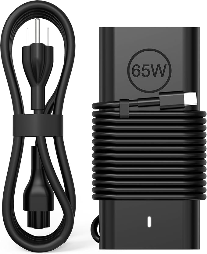 QIOUZW 2025 New Slim 65W 60W USB C Laptop Charger Compatible with Dell Latitude 5420 5440 5520 7420 7370 7275 XPS 13 9360 9365 9370 9380 Chromebook 3100 3400 Type C AC Adapter Power Supply Cord
