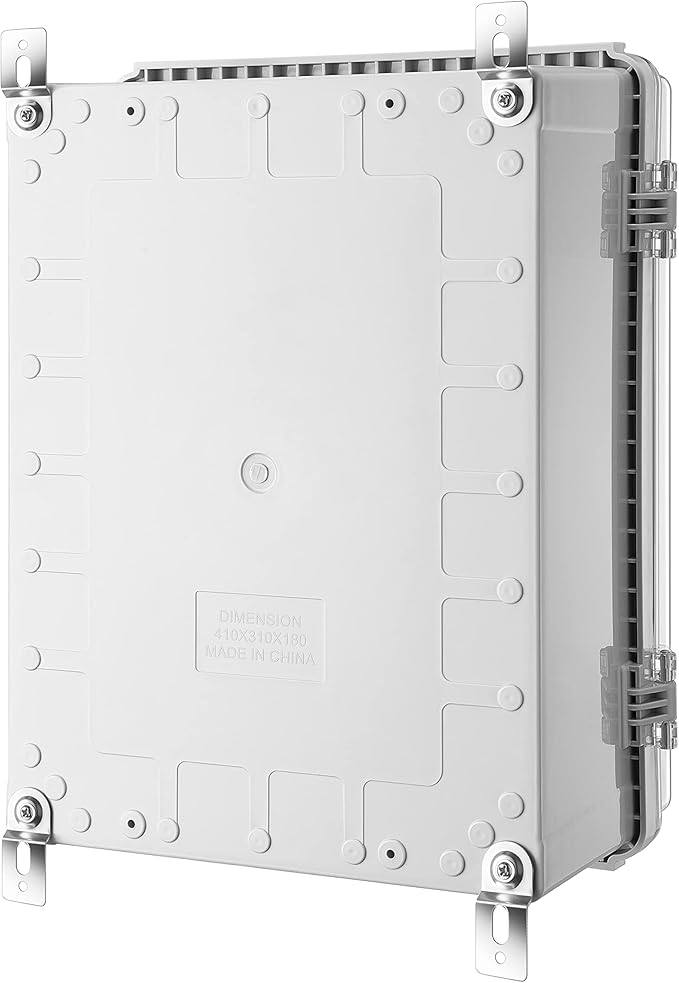 Gratury Junction Box, IP67 Waterproof Plastic Enclosure for Electrical Project, Hinged Grey Cover, Includes Mounting Plate and Wall Bracket (Transparent Cover, 16.1"x12.2"x7.1")