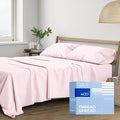 THREAD SPREAD 100% Cotton Bed Sheets Queen Set - 400 Thread Count Cotton Queen Sheets Only, 4 PC Set (Blush), Ultra Soft, Breathable, Cooling, Sateen Weave 16" Deep Pocket Bedsheet for Hot Sleepers