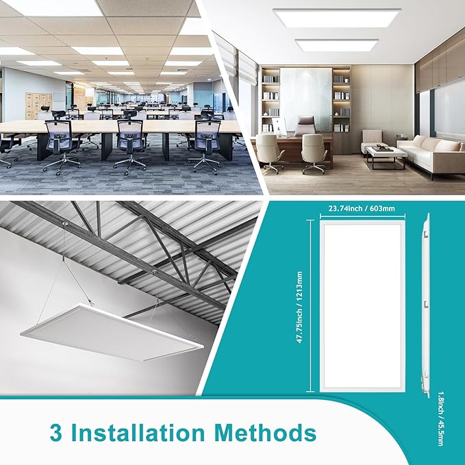 VocgoUU 4 Pack 2x4 LED Flat Panel Light Fixture, Drop Ceiling Office Lights 3000K/4000K/5000K Switchable, 30W/40W/50W Selectable, 0-10V Dimmable, Dustproof, ETL