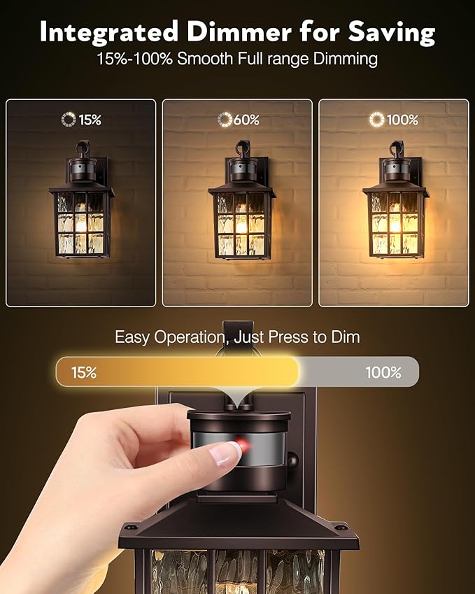 VIANIS 2 Pack Motion Sensor Outdoor Lights for House, Oil Rubbed Bronze Farmhouse Outdoor Porch Lights Wall Mount, 100% Aluminum Exterior Sconce Lights for Coach, Outdoor Garage Lighting Fixtures