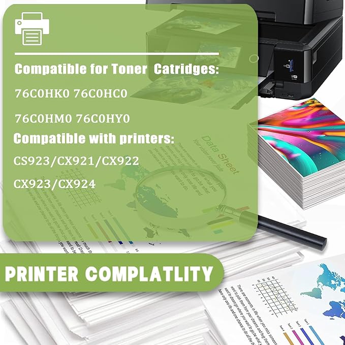 ERNZAT CS923 Toner Cartridge Compatible for Lexmark CS923 76C0HK0 76C0HC0 76C0HM0 76C0HY0 Toner Cartridges Work for Lexmark CS923 CX921 CX922 CX923 CX924 Printers