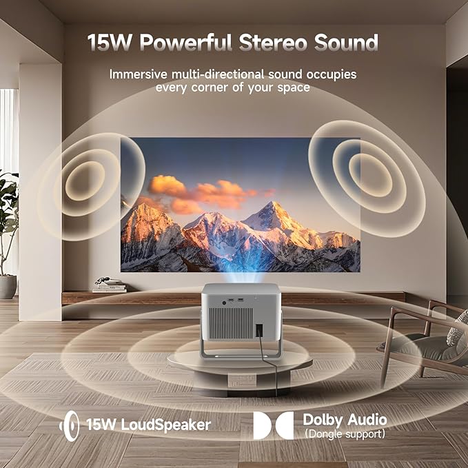 Magcubic Smart Projector 4K Support, Portable Projector with Wifi and Bluetooth, TV Stick Built-in, Auto Focus & Obstacle Avoidance, 650 ANSI, Voice Control, Home Theater Movie Proyector Outdoor