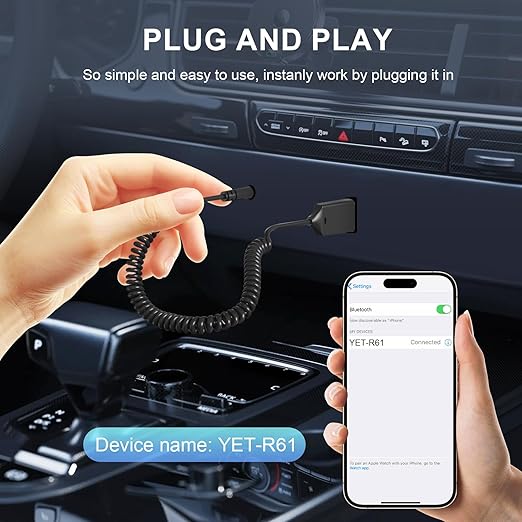 AUX Bluetooth 5.4 Receiver, Auxiliary Audio to Bluetooth 5.4 Adapter, 3.5mm Wireless Audio Receiver, Supports Hands-Free Calling Compatible Devices, Suitable for Home/Car Speakers/Stereo Sound Systems