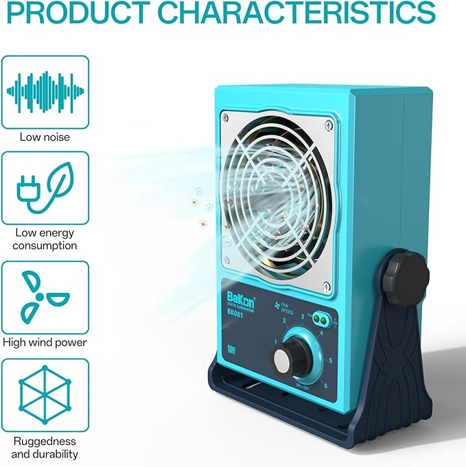 BK001 Ion Blower, Eliminate Static Electricity, Positive and Negative Charge Generator, Neutralization of Ions, Electronic Production and Maintenance of Anti-Static