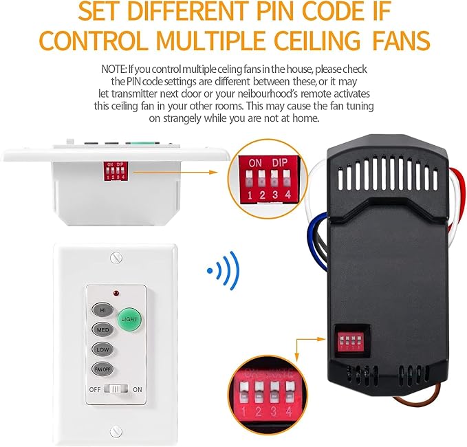 Humpptom Universal Ceiling Fan Remote Control, Ceiling Fan Wall Switch UC9050T, UC9050T Ceiling Fan Wall Remote Control Compatible with Hampton Bay Harbor Breeze 2 Pack