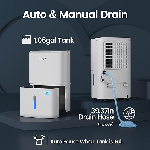 Waykar 120 Pints 2025 Energy Star Home Dehumidifier for Spaces up to 6,000 Sq. Ft at Home, in Basements and Large Rooms with Drain Hose, Handle, Auto Defrost and Self-Drying