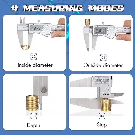 Simhevn Electronic Digital Calipers, inch and Millimeter Conversion,LCD Screen displays 0-6" Caliper Measuring Tool, Automatic Shutdown, Suitable for DIY/Jewelry Measurement (200mm Stainless Steel)