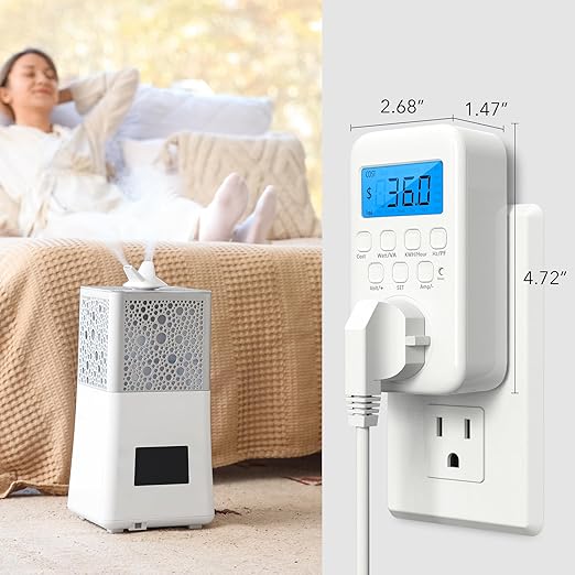 HBN Watt Meter Plug with Backlight, Plug-in Socket Power Meter Electricity Usage Monitor Consumption Home Electrical Energy Monitor, Voltage Amps Wattage Electricity Usage Tester, 9 Display Modes