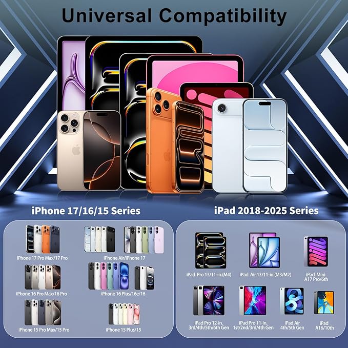 iPhone 17 Charger Fast Charging,2-Pack 6FT 2in1 Dual USB C PD Charger Block Type C to C Woven Charger Cable for iPhone 17 Pro Max/17 Pro/Air/16 Pro Max/16 Plus/16e/15 Pro/15 Plus,iPad Pro/Air/Mini