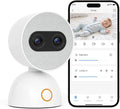 Simsky Split Screen Video Baby Monitor with Cameras, Dual 4MP Cameras with 6X Zoom, 7" UHD Touch Screen Portable Audio Baby Monitor 32GB Local Storage
