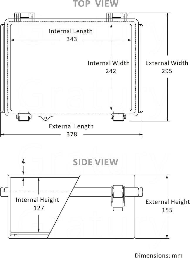 Gratury Junction Box, IP67 Waterproof Plastic Enclosure for Electrical Project, Hinged Grey Cover, Includes Mounting Plate and Wall Bracket (Grey Cover, 14.6"×10.6"×5.9")