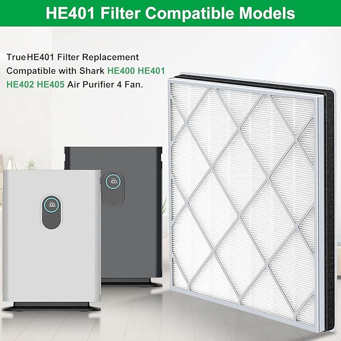 HE401 Filter Replace for Shark Air Purifier 4 Replacement Filter Compatible with Shark 4 HE401 HE402 HE405 HE400