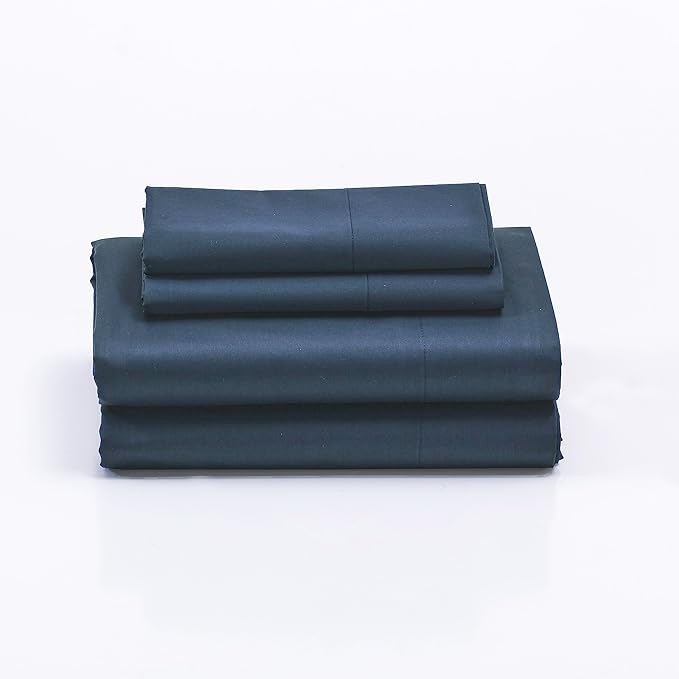 Cuddledown Dreamstead 100% Cotton Bed Sheets Set | 300 Thread Count | Luxurious Sateen Weave | Pure Combed Cotton | Soft | Wrinkle Resistant | 4 Piece Set | Navy | Full | 54” x 75"