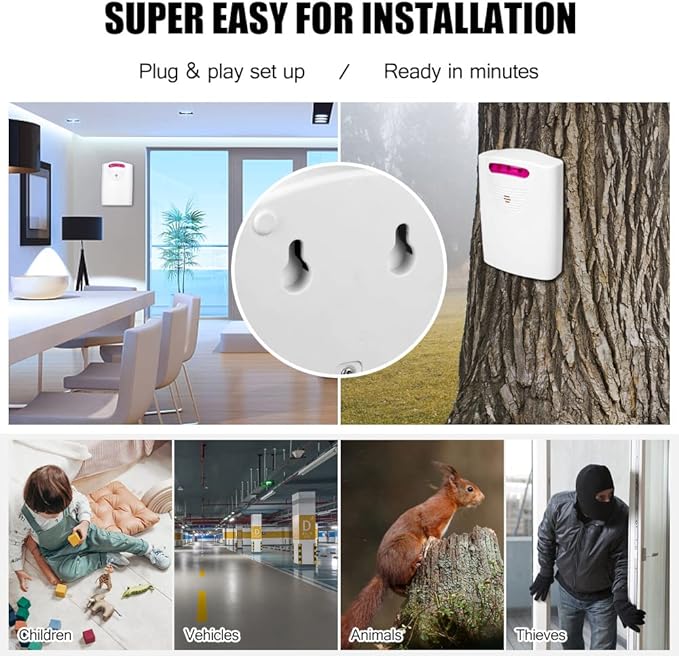 Wennzy Multifunctional Wireless Driveway Alarm IR Motion Sensor Alarm Doorbell 1 Receiver 2 Transmitters for Home Outdoor Use