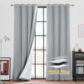 RYB HOME 4-in-1 Dust Filtering Soundproof Blackout Insulating Privacy Window Curtains for Nursery Bedroom Living Room Rivider Sound Absorption Sheet, Silver Grey, W52 x L95 inch, 2 Panels