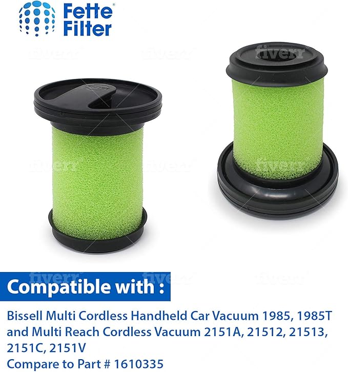 Fette Filter -1610335 Vacuum Filter Compatible with Bissell Multi Reach Cordless Vacuum Model # 1985 1985T 2151A 21512 21513 2151C 2151V Compare to Part # 1610335 (2QTY)