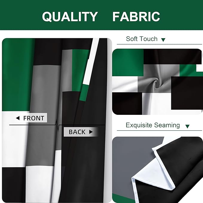 Green Blackout Curtains for Bedroom 63 inch Long 2 Panels Set Black Grey White Modern Abstract Geometric Black Out Curtains Insulated Room Darkening Window Drapes for Living Room, 52Wx63L