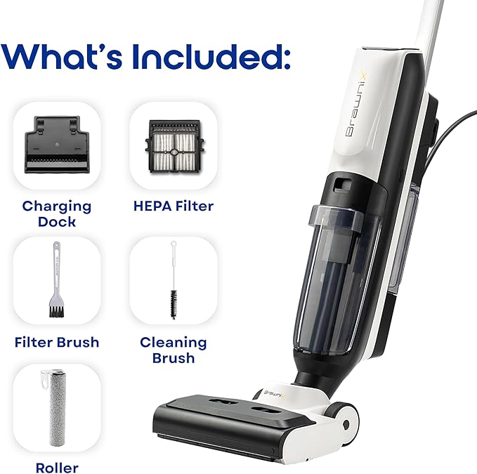 BRAWNIX Wet Dry Vacuum and Mop for Hard Floors | Digital Display | Great for Sticky Messes, Pet Hair, Picks Up Debris & Deep Scrubs | Self Cleaning | Vacuum Cleaner for Hard Floors and Area Rugs