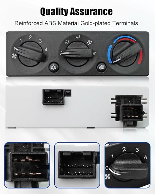 Q21-6012 HVAC A/C Heater Climate Control Module Panel Fit for Peterbilt 384 2008-2015, Cab HVAC Temperature Control Panel Switch Replace Q216012 with 3 Knobs & 2 Buttons