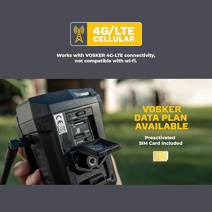 Vosker V150 Solar-Powered LTE Cellular Home Security Outdoor Camera | Motion Activated Photo Capture Nightvision Wireless Camera | Receive Photos (No Video) on Your Mobile App (V150-KIT-VZN)
