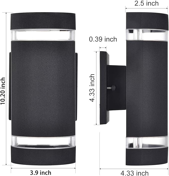 rosykite Porch Lights Outdoor Dusk to Dawn, Aluminum Outdoor Wall Light Fixture 6000K, Waterproof Wall Lamp Up and Down Lights Exterior Sconce Wall Lighting Fixture for House Doorway, ETL Listed