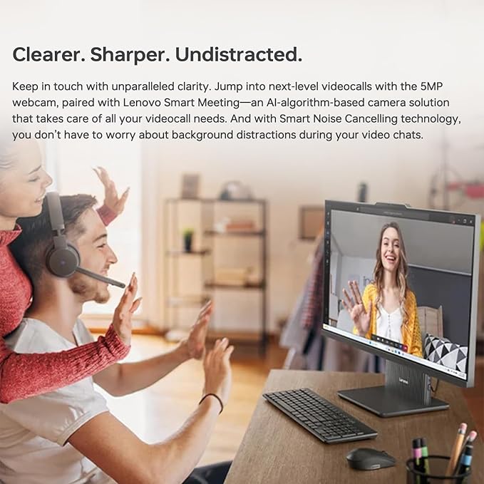 Lenovo IdeaCentre Business All-in-One PC, 27" FHD 100Hz Display, AMD Ryzen 7 8845HS, 16GB DDR5 RAM, 1TB SSD, Wi-Fi 6, Win11 Home, Wireless KB & M, Copilot-Ready, Bundle with Adata UC310 64GB