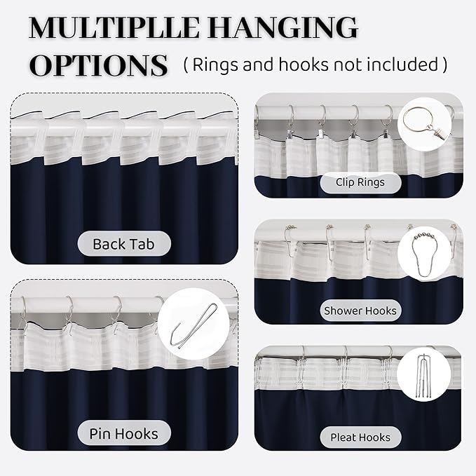 Soundproof 100% Blackout Curtains 80 inches, 3 Layers Thermal Insulated Back Tab Drapes for Door Window Nursery Divider Living Room, with Pin Hooks Navy Blue 50x80 Inch 1 Panel