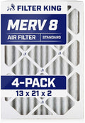 Filter King 13x21x2 Air Filter | 4-PACK | MERV 8 HVAC Pleated A/C Furnace Filters | MADE IN USA | Actual Size: 13 x 21 x 1.75"
