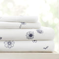 Linen Market Patterned Microfiber King Sheet Set 4 Piece – Oeko-TEX Certified Ultra Soft & Wrinkle-Free - 16" Deep Pocket Sheets - Easy Care King Size - Indigo Flowers Navy