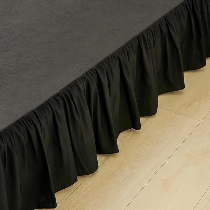 Bed Skirt King Size Ruffled Bed Skirt with Split Corners, Black King Bed Skirts 16 Inch Drop, King Size Bed Skirting with Platform, 16'' King, Black
