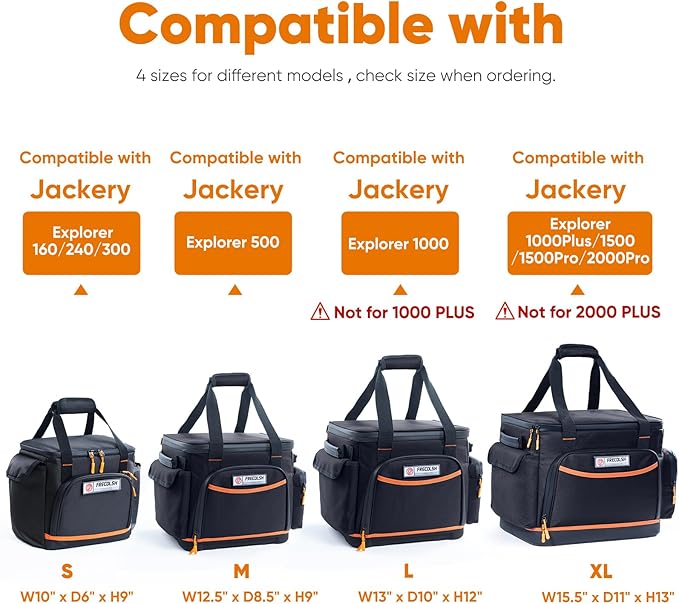 FRECOLSH Travel Carrying Case Compatible with Jackery Explorer 300/240/160, Portable Power Station Storage Case with Water- proof Bottom and Front Pockets for Jackery Accessories Solar Generator