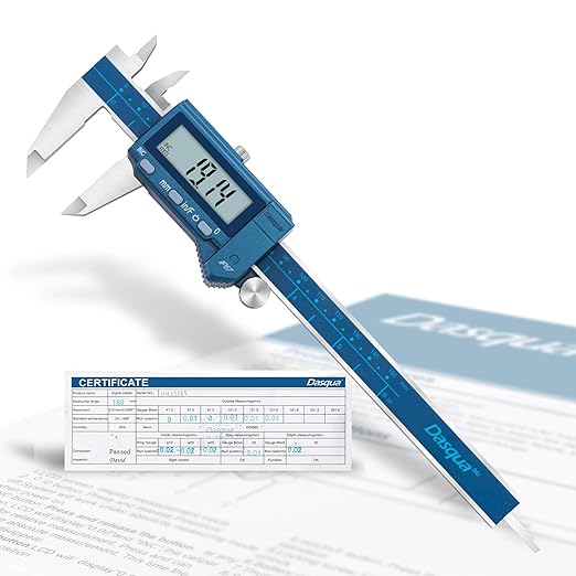 Dasqua 6”/150mm IP67 Absolute Origin Digital Caliper, Stainless Steel, Accuracy ±0.001”/0.02mm, Resolution 0.0005"/0.01mm/1/128, Water/Coolant/Dust Protection, in/mm/Fraction Conversion