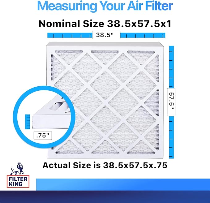 Filter King 38.5x57.5x1 Air Filter | 4-PACK | MERV 8 HVAC Pleated A/C Furnace Filters | MADE IN USA | Actual Size: 38.5 x 57.5 x .75"