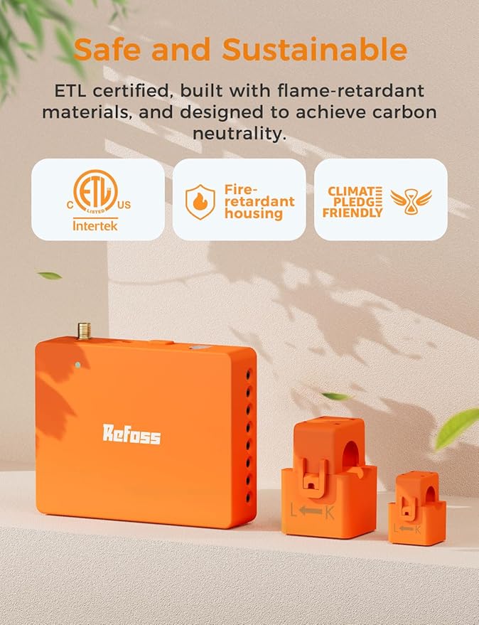 Smart Home Energy Monitor Supports Home Assistant, Real-Time Accurate Energy Consumption Tracking, Electricity Usage Monitor with 16x60A Circuit Sensor, 36-Month History, Solar Metering, ETL Certified